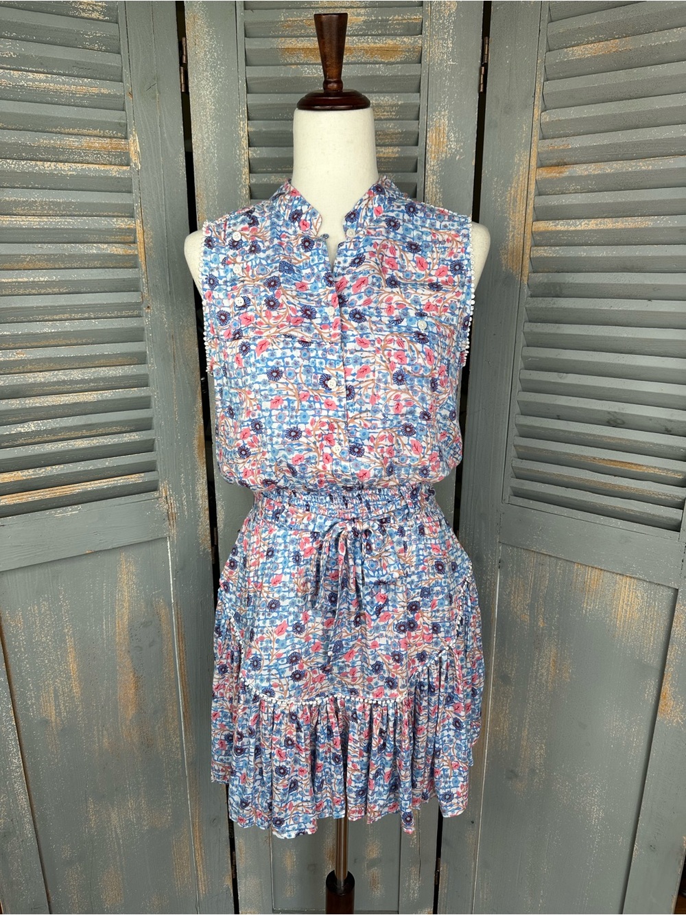 Poupette St. Barth Felicia Mini Dress Mix Floral Sz S
